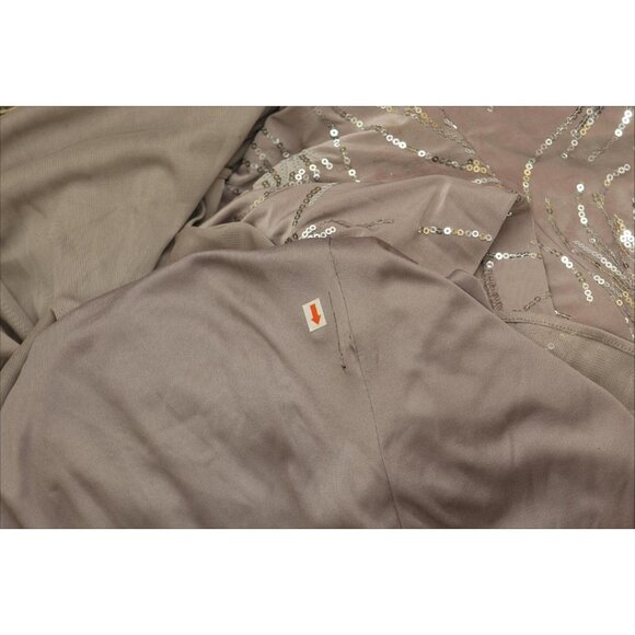 Alex Evenings Women's Tea Length Sequin Dress Pewter Brown / Frost 10 - Picture 5 of 14